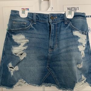 Ripped Jean Skirt